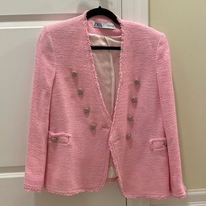 Zara pink tweed Zara blazer like new